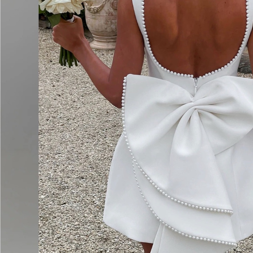 White Backless Tie Front Sundress for Bride
